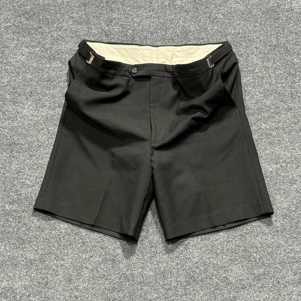 Higgins Slacks Shorts Mens 36 Black Flat Front Chino Adjustable Waist Workwear